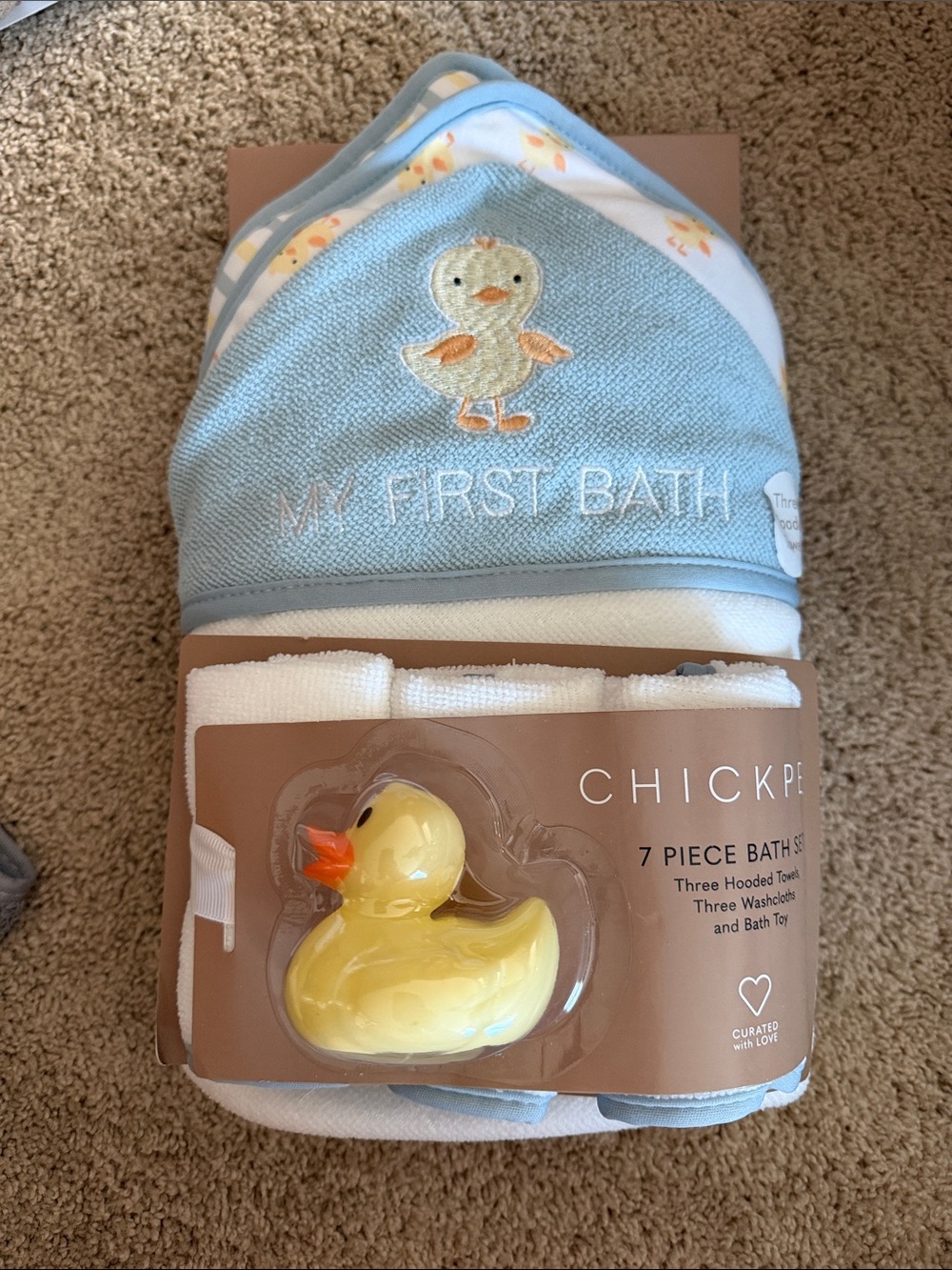 chick pea Light Blue Duck 7-Piece Baby Bath Gift Set